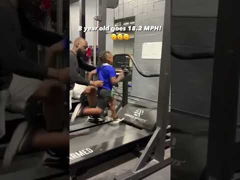 8-year-old running 18 MPH on a treadmill! 🤯 #shorts
